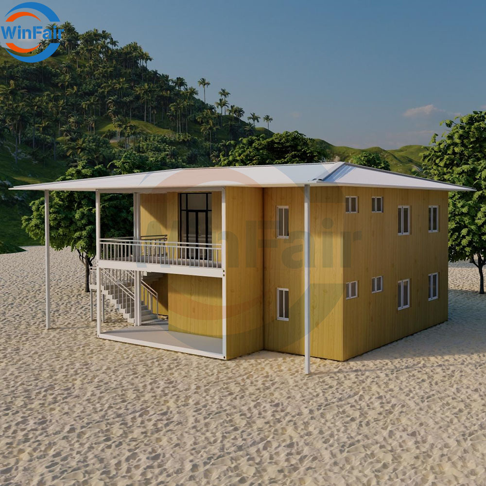 WinFair Competitive Price a Frame 2 Story House Prefabricated Slope Duplex Prefab Detachable Container House in Italy Low Cost