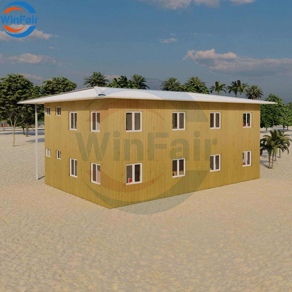 WinFair Wholesale Price Fast Assemble China Pitched Roof Prefabricated Insulated Two Story Container House Apartment Portugal