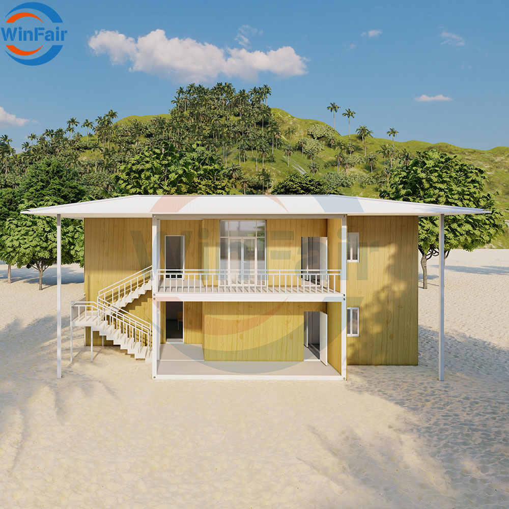 WinFair Competitive Price a Frame 2 Story House Prefabricated Slope Duplex Prefab Detachable Container House in Italy Low Cost