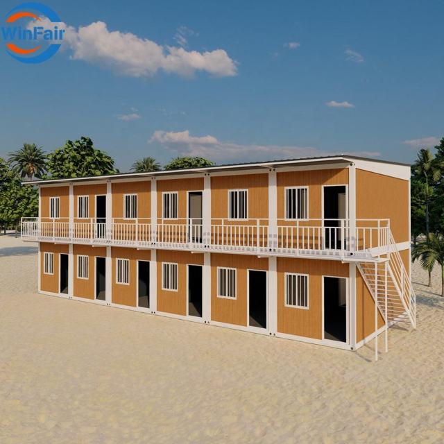 WinFair China Pitched Roof Double Decker Layer Story Storey Modular Shipping Container Dismountable Prefabricated Bunk House