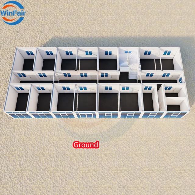 WinFair Romania Steel Self Contained 2 Story House China Pitched Roof Prefabricated Homes Luxury Container House Ready to Ship