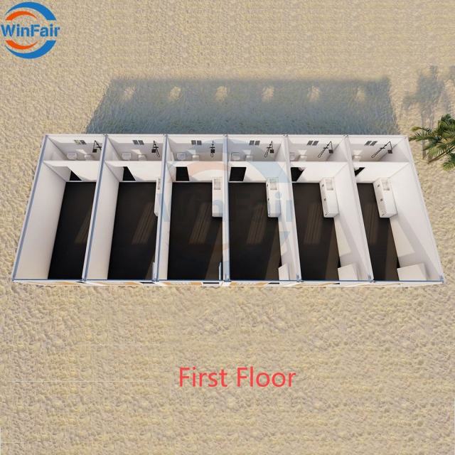 WinFair China Pitched Roof Double Decker Layer Story Storey Modular Shipping Container Dismountable Prefabricated Bunk House