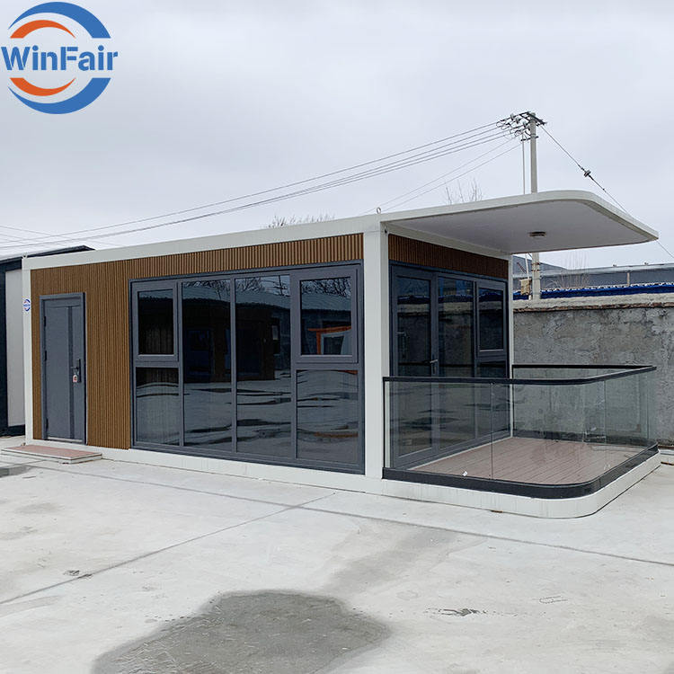 WinFair Modular Beach House Prefab Granny Flats Container Glass Wall Algeria Assembling Steel Container House With Terrace