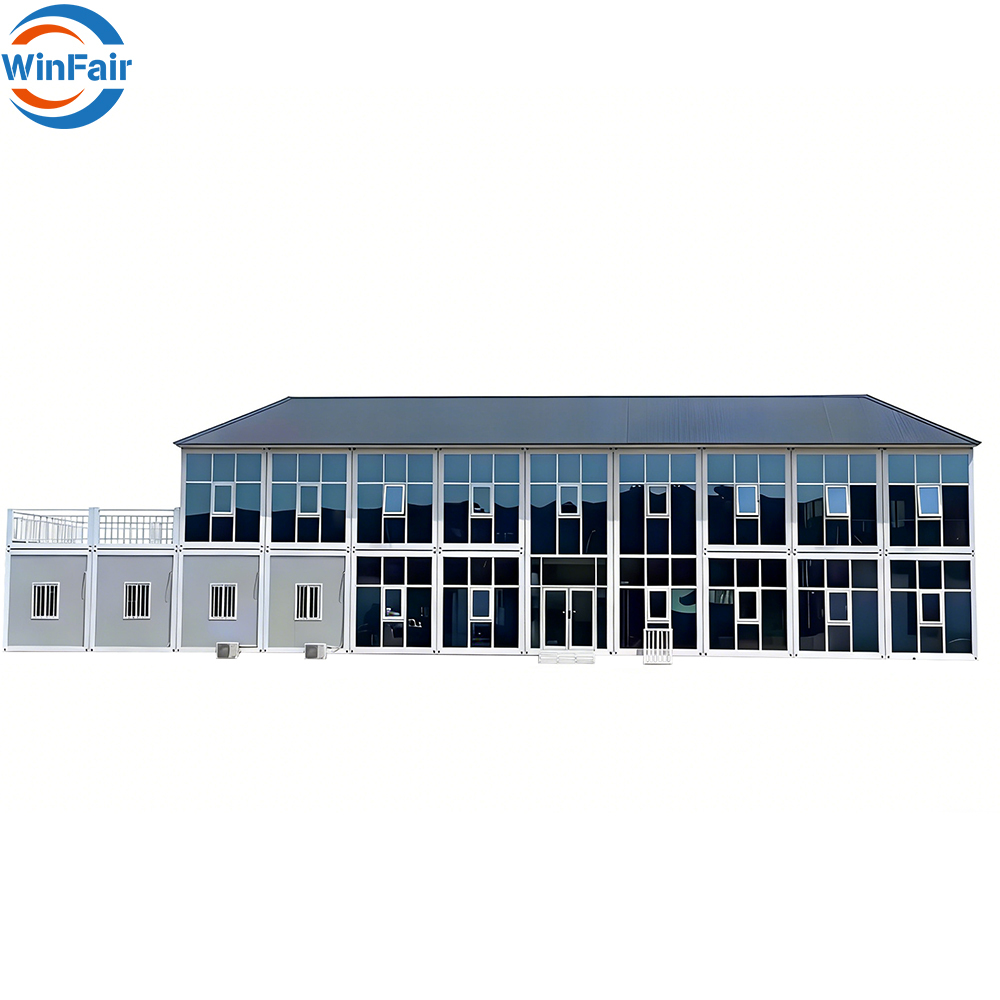 WinFair Low Cost Quality Mobile France Modular Prefab Prefabricated Slope Two Story Container Houses Large With Toilet for Sale