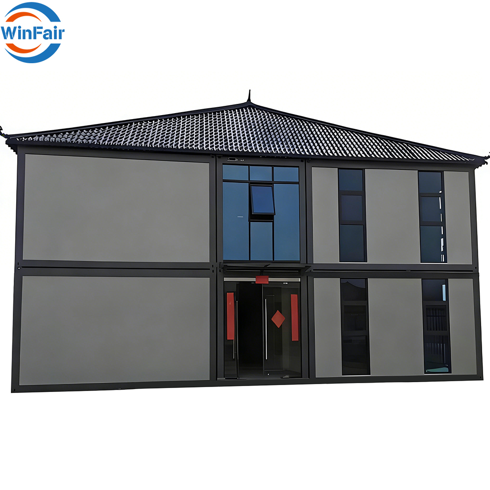WinFair China Luxury Pitched Roof Prefabricated Modular Steel Homes Prefab Two Story Container Module Homes House Price Office