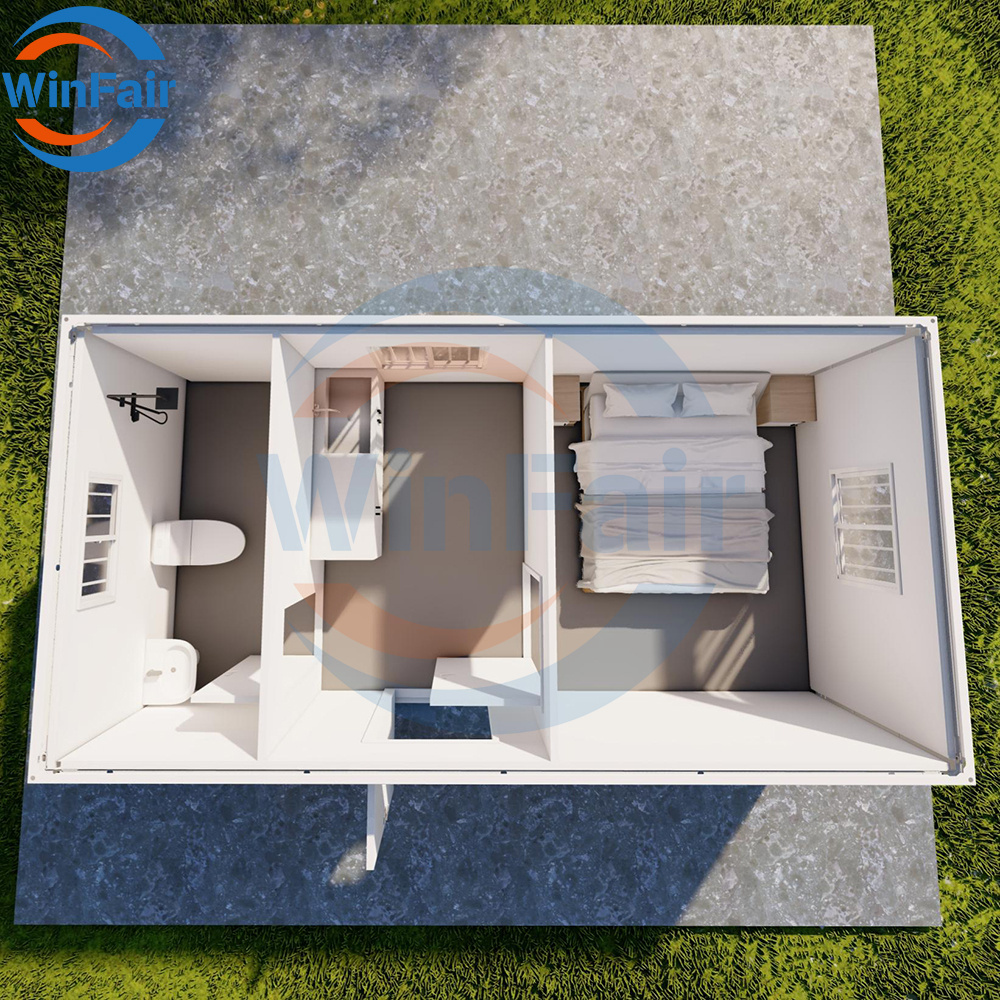 WinFair China Solar Panel Prefab Prefabricated Modular 1 Bedroom Container House Prefabricated Homes With Toilet and Shower