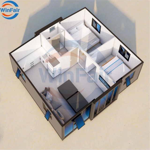 WinFair Canadian Modern Prefab Prefabricated Modular Home House Containers 2 Bed Expandable-Container-House With Bathroom