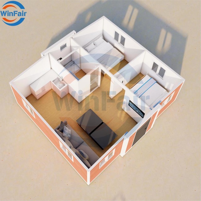 WinFair Luxury Morocco 20 Ft Modular Triangle House Foldable Prefab Container House Home Ready to Live 2 Bedroom Low Cost Villa