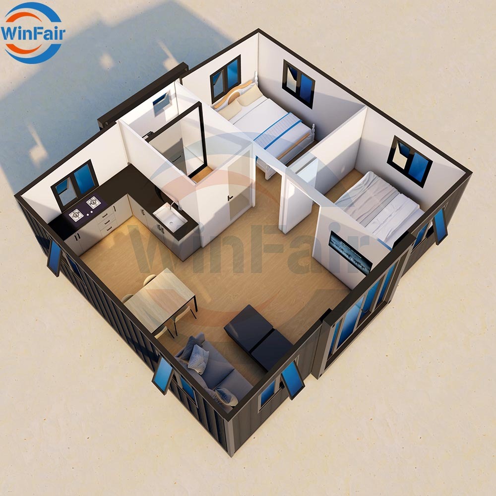 WinFair Tunisia Low Modern Modular Beach Prefab Mini Container House Luxury Expandable 20 Feet for Home Villas 1 Bedroom China
