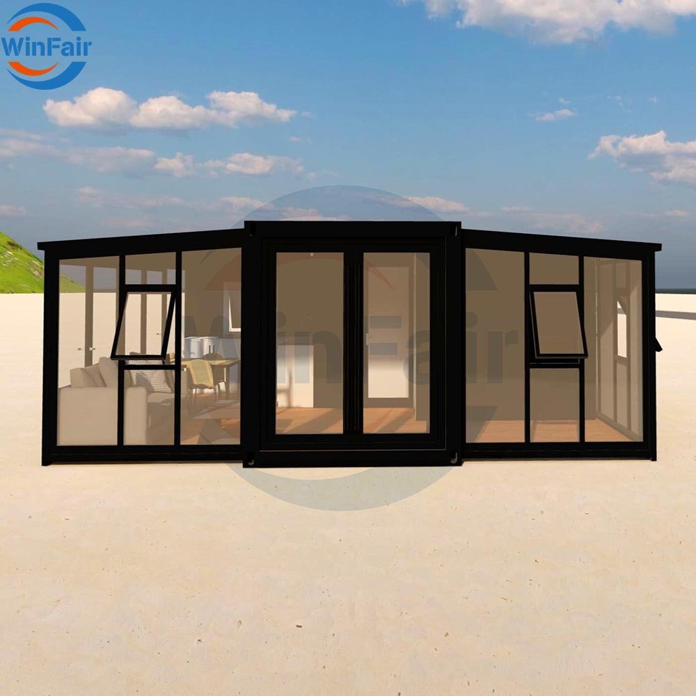 WinFair Colombia Portable Folding Modular Modern Prefabricated Prefab Glass Wall Foldable Container House 20 Ft 1 Room Europe