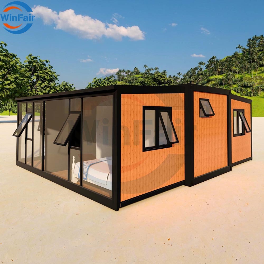WinFair Luxury Price High Quality Portable House Foldable Expandable Living Modular Container Home House 20 Ft With Glass Wall