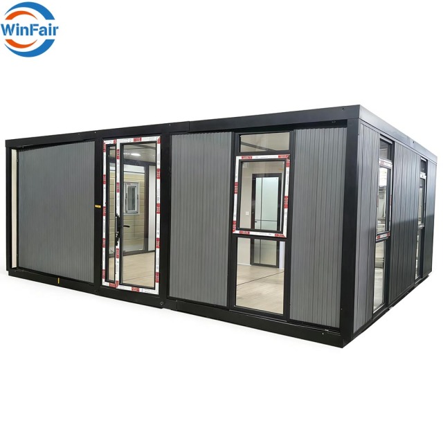 WinFair Butterfly Prefab Mobile Tiny Foldable 2 Rooms Container Module Modular House Expandable Europe Mobile-House-From-China