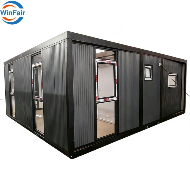 WinFair Butterfly Prefab Mobile Tiny Foldable 2 Rooms Container Module Modular House Expandable Europe Mobile-House-From-China