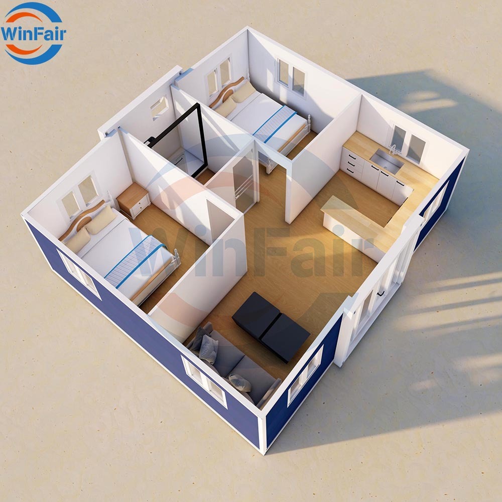 WinFair Mobile 2 Bedroom Tiny Prefab Homes House Prefabricated Modular Kitchen Expandable Container Houses With Terrace Luxury