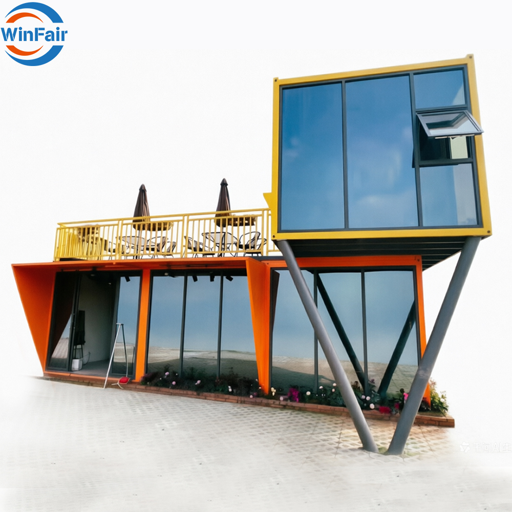 WinFair Ce Certified Prefab Modular Tiny Detachable Two Story Container House 20Ft With Glass Wall for Labor Camp Dormitory