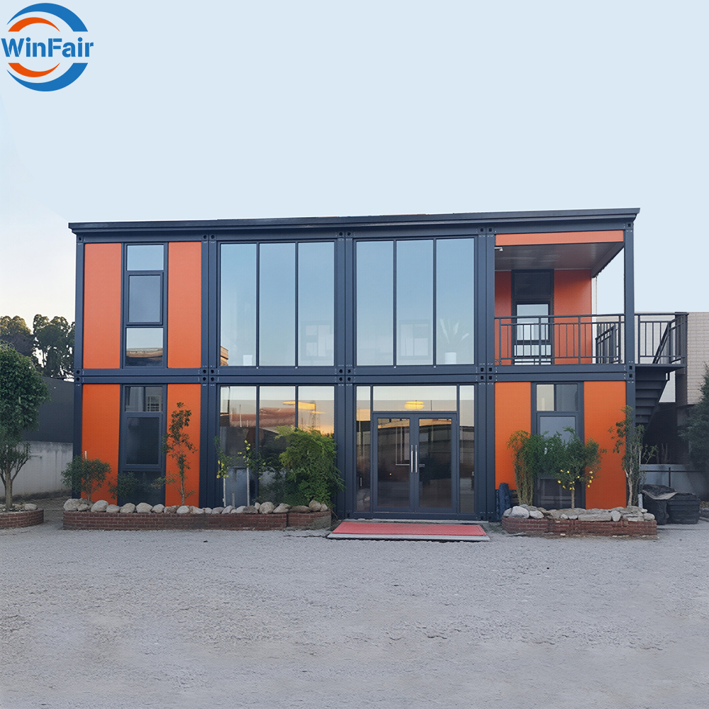 WinFair Two Story Triangle Roof 20Ft Prefab Modular Mobile Glass Wall Tiny Modular Container House With Toilet And Shower