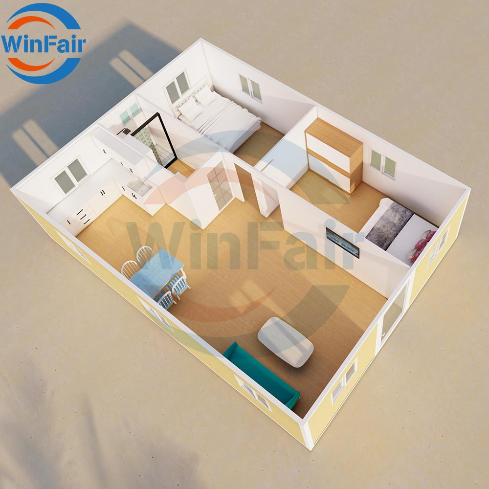 WinFair Dubai Prefab Repo-Modular-Homes 2 Bedroom Granny Flat Expandable Container Houses for Moq 2 Sets 4H Quick Assembly