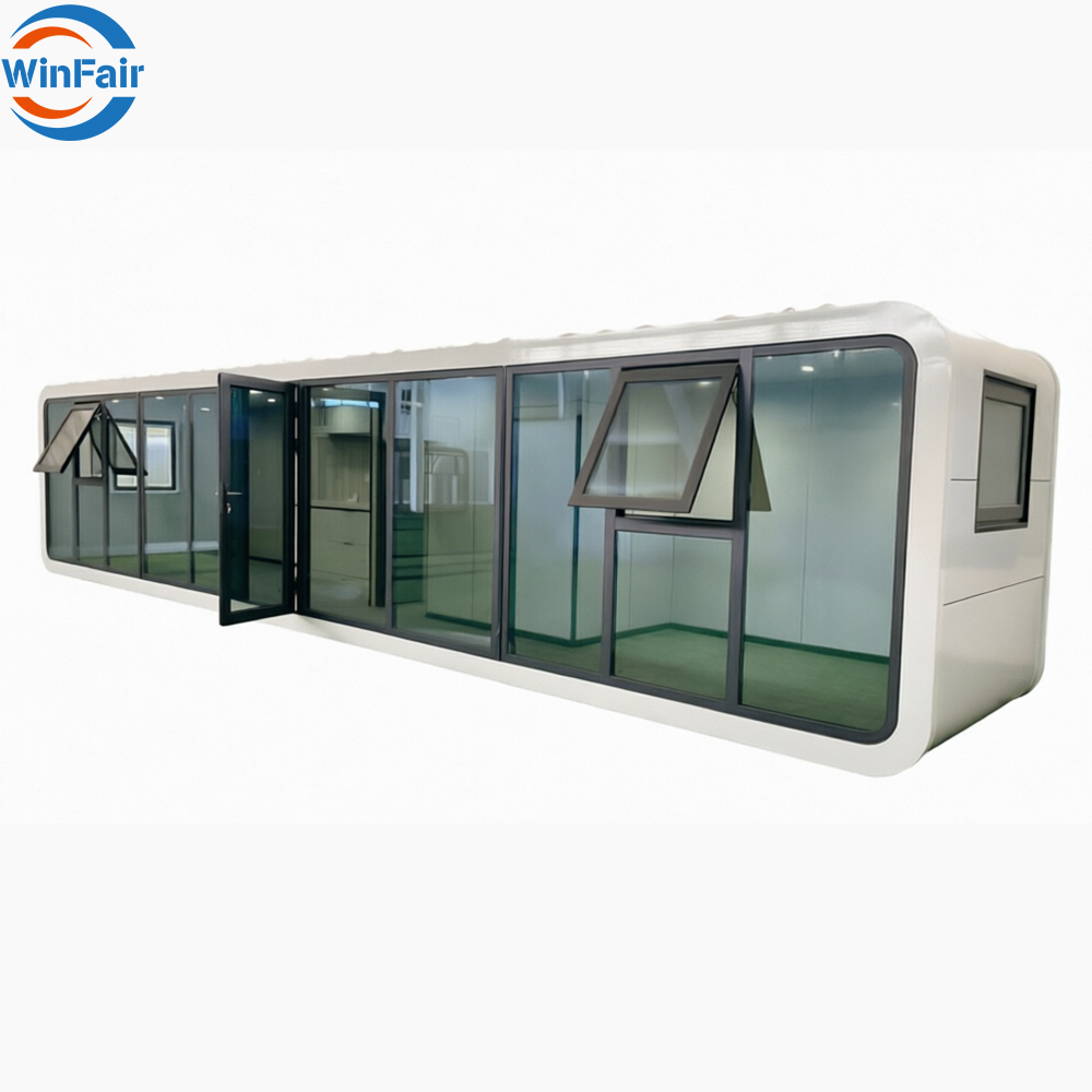 WinFair Mobile Prefabricated Removable Apple Cabin Container House 40Ft With Glass Wall for Granny Flat/Luxury Resort Villa