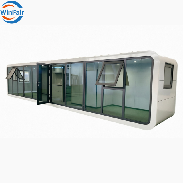 WinFair Mobile Prefabricated Removable Apple Cabin Container House 40Ft With Glass Wall for Granny Flat/Luxury Resort Villa