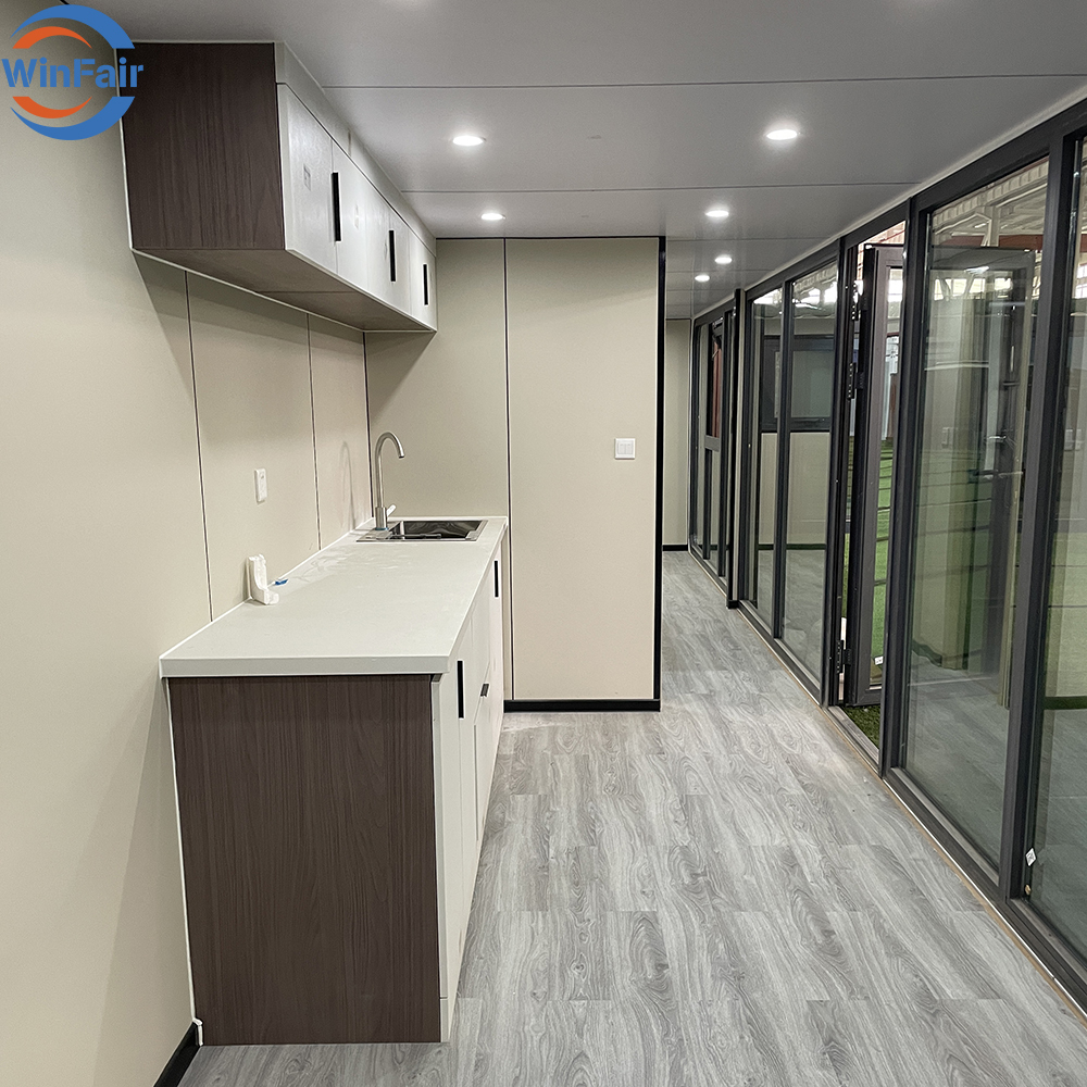 WinFair Mobile Prefabricated Removable Apple Cabin Container House 40Ft With Glass Wall for Granny Flat/Luxury Resort Villa