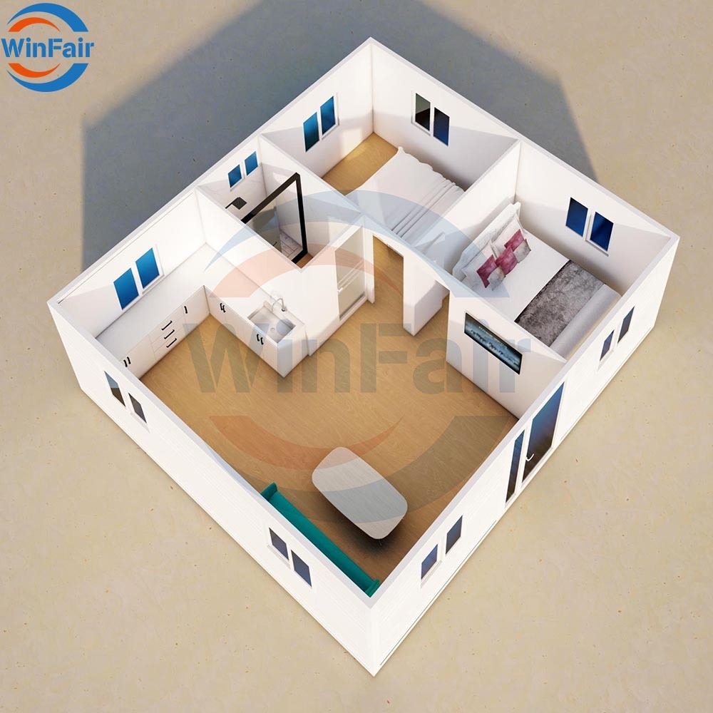WinFair Ce Certified Kerala Mini Mobile Prefab Modular Granny Flat Container House 2 Bedroom for Sale 4H Quick Assembly