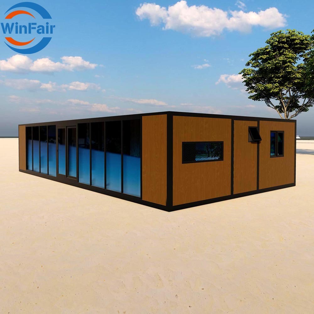 WinFair Modular 2/3 Bedroom Sandwich Panel Expandable Prefab Mobile Prefabricated Glass Wall Containers House With Bathroom