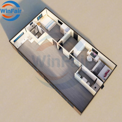 WinFair Modular 2/3 Bedroom Sandwich Panel Expandable Prefab Mobile Prefabricated Glass Wall Containers House With Bathroom