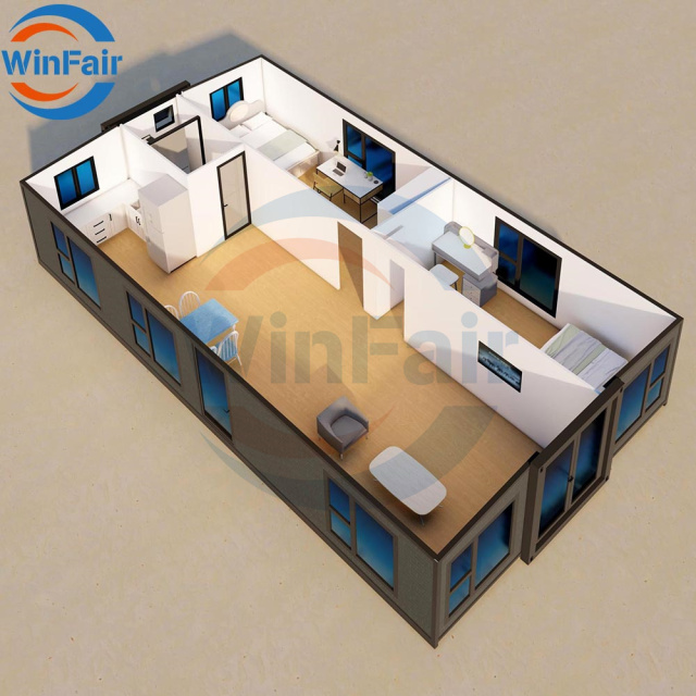 WinFair Portable Folding 40Ft Mobile Prefabricated Prefab Container House With Large Bathroom for Retirement Home/Senior Living