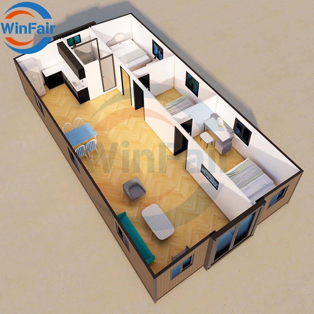 WinFair Ce Certified Luxury Homes 40ft Prefab Modern Folding Expandable Container Beach House India for Dormitory Office Camp