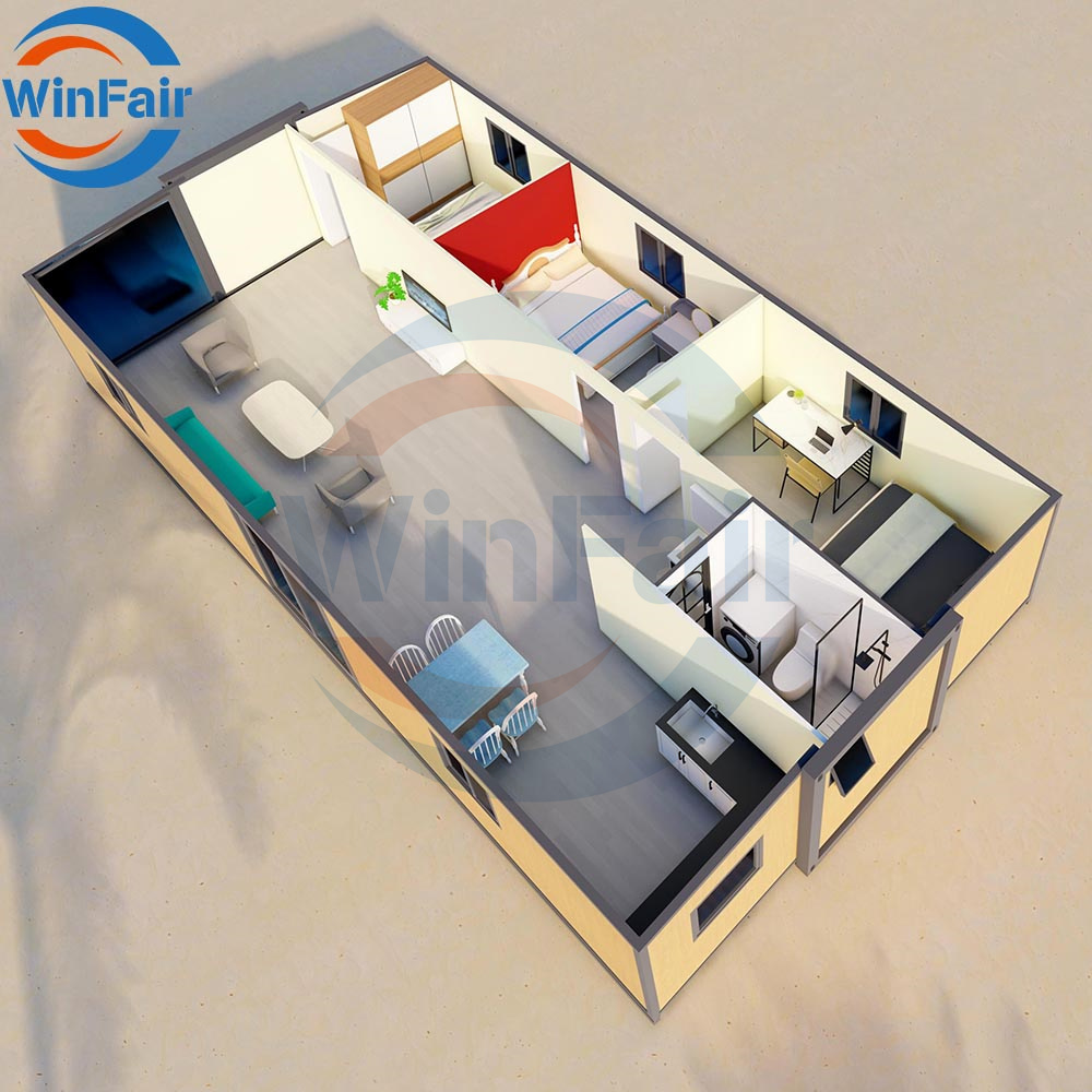 WinFair Modern Modular Prefabricated Folding 40Ft Container House Home With Terrace for Sales Center / Showroom/Staff Quarters