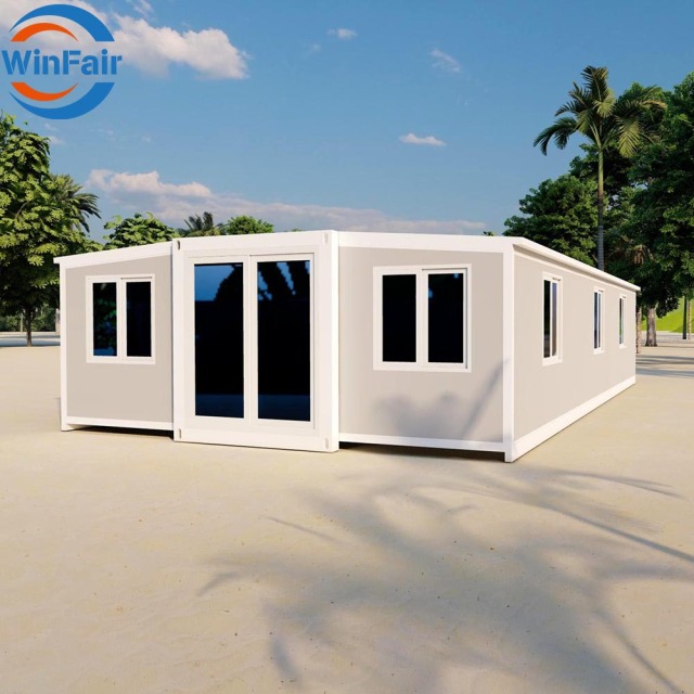 WinFair Double Wing 3 Room Container Villa Modern House Prefab Luxury Villa for Granny Flat/Guest House/Backyard Studio