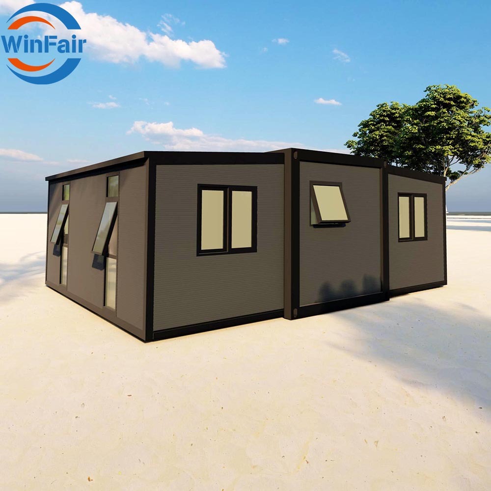 WinFair 4H Quick Assembly 20Ft Modular Prefab Folding Expandable Tiny Container House Home With Glass Wall for 2/3 Bedroom