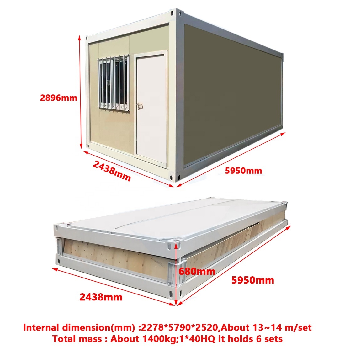 WinFair Flatpack Portable 20Ft Prefab Container Module House Homes Modern Casas Prefrafricadas for Worker Camp / Labor Camp