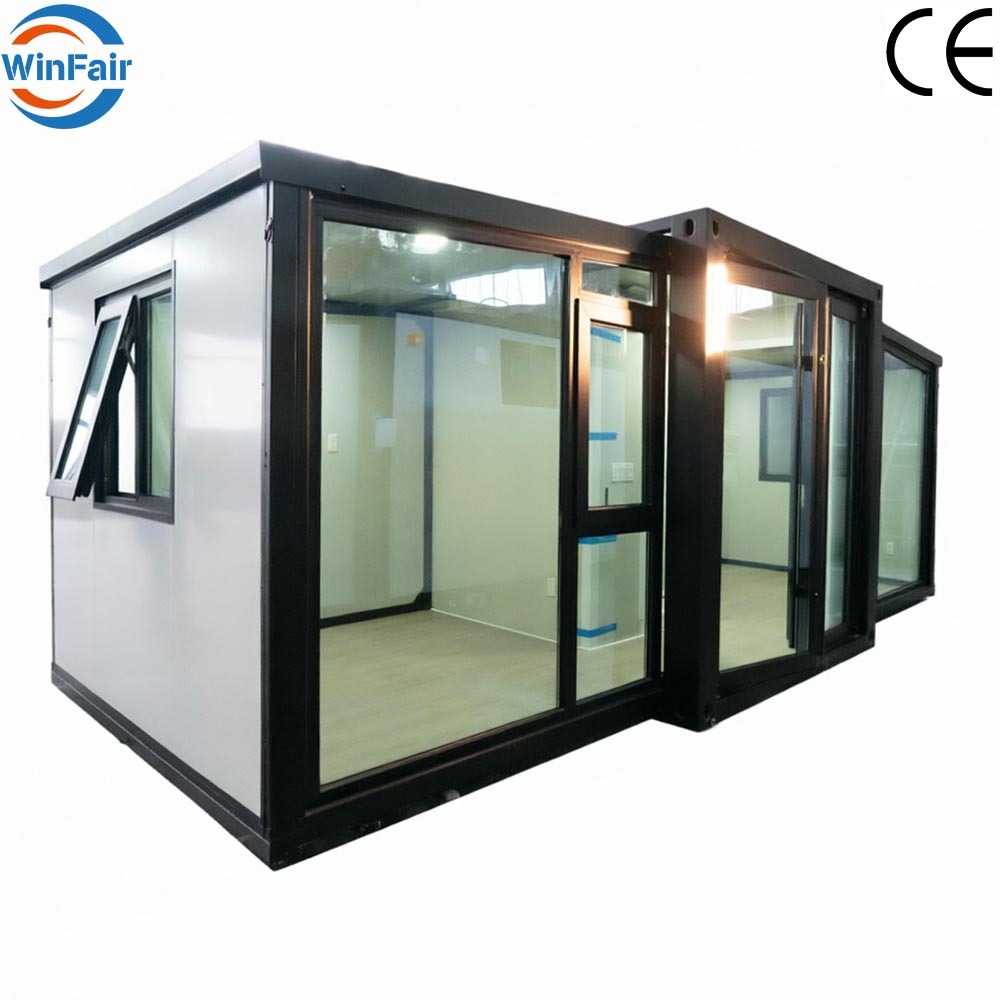 WinFair Low-Cost 10 Feet Prefab Glass Wall Expandable Container House 1 Bedroom House Prefabricated Home For Rural Farmhouse
