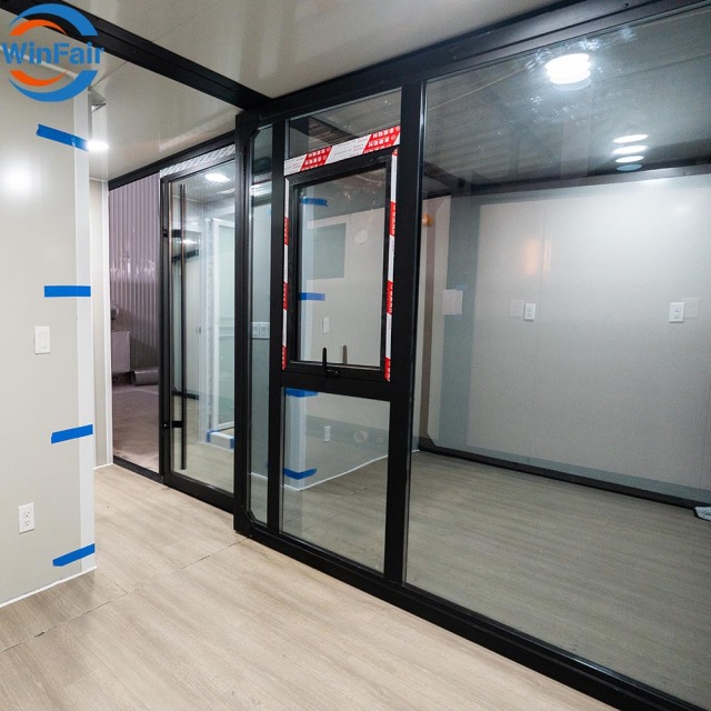 WinFair Low Cost 10Ft Modular Expandable 1 Bedroom Container House Homes With Glass Wall for Rural Villa/Retirement Home
