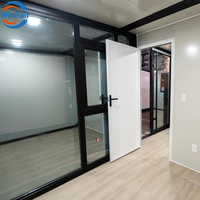 WinFair Wholesale Price One Bedroom Prefab 10Ft Glass Wall Expandable Container House for Construction Site Office