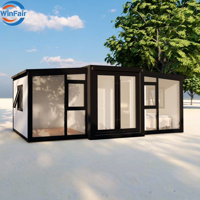 WinFair Modular Glass Tiny Expandable Container Houses 10Ft Granny Flat Studio for Seaside Bungalow / Luxury Resort Villa