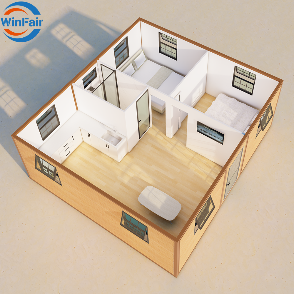 WinFair Casas Prefabricadas 20Ft Expandable Prefab Container House Modular With Bathroom And Kitchen For  Resort Villa