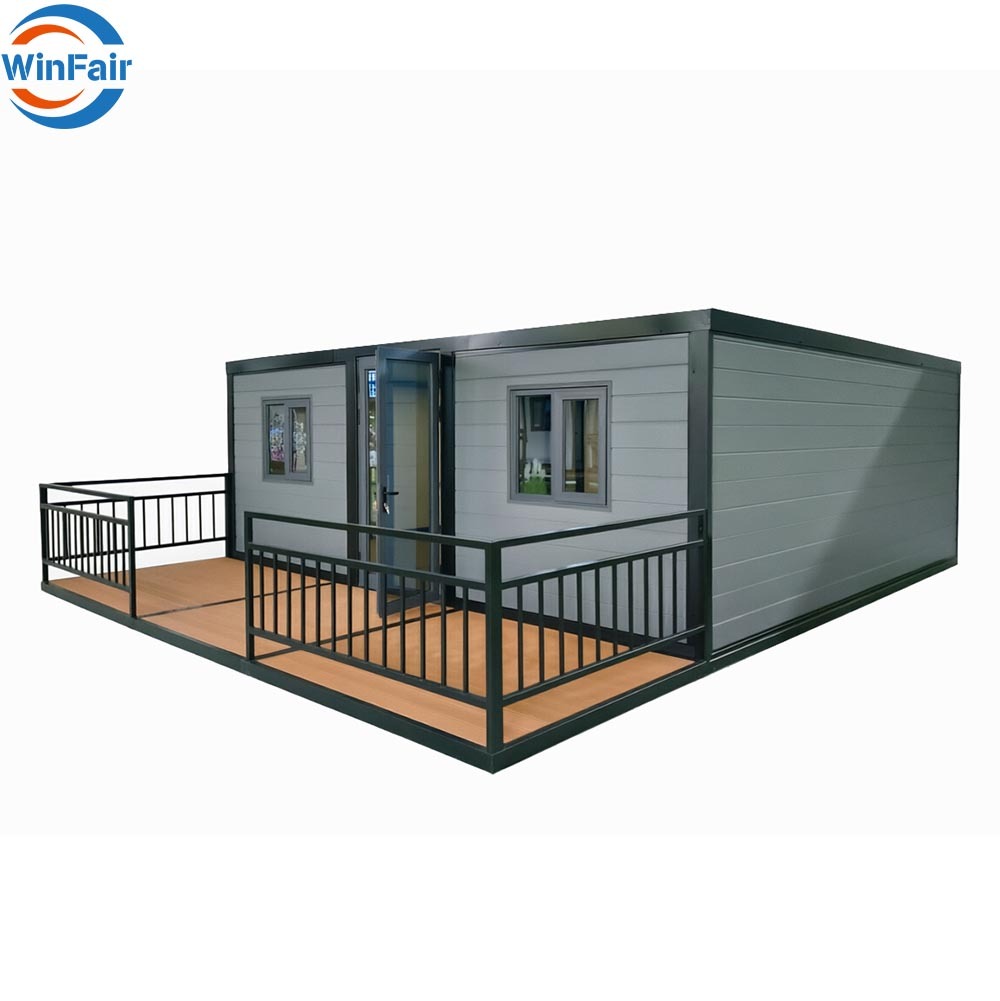 WinFair Prefabricated Modular Foldable Container House Prefab Home With Terrace for Emergency Shelter / Mobile Library