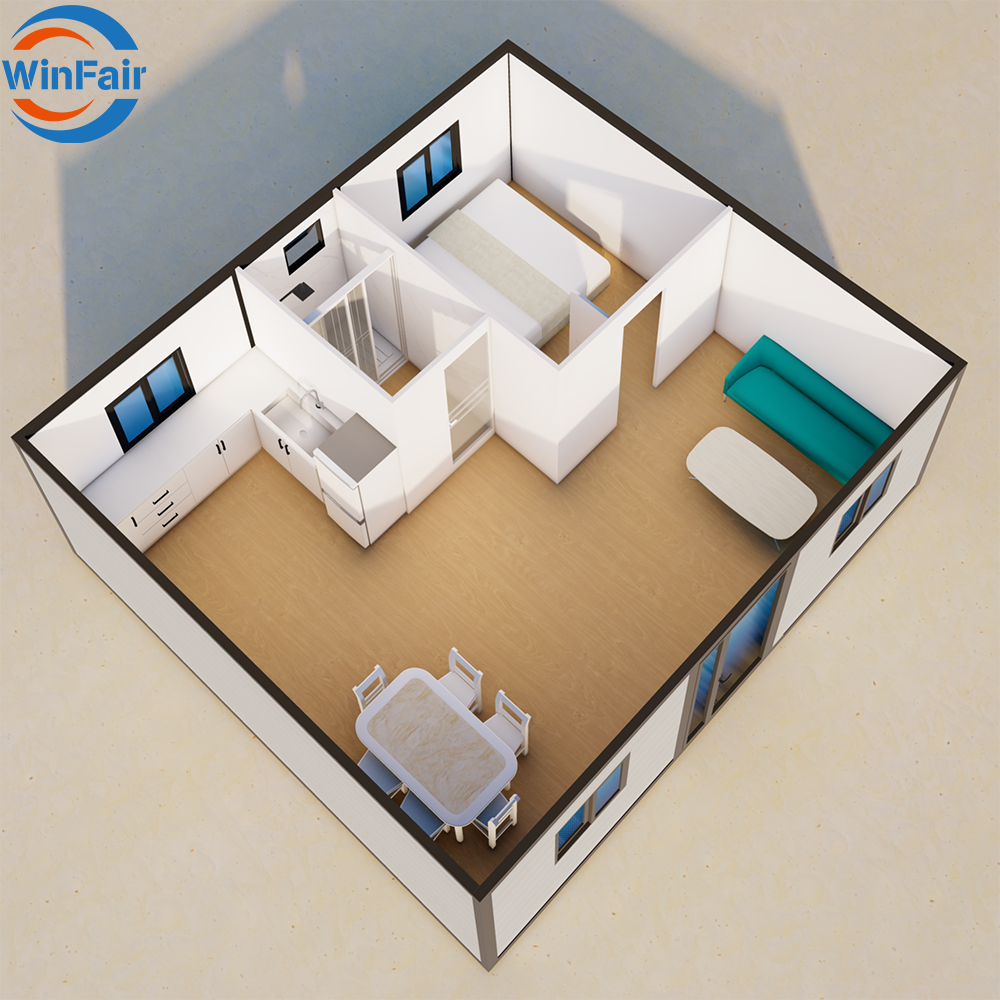 WinFair Ce Certified Zambia Low Cost 20Ft Modular Prefab Swiss Villa Modular Container Luxury House for Disaster Relief Housing