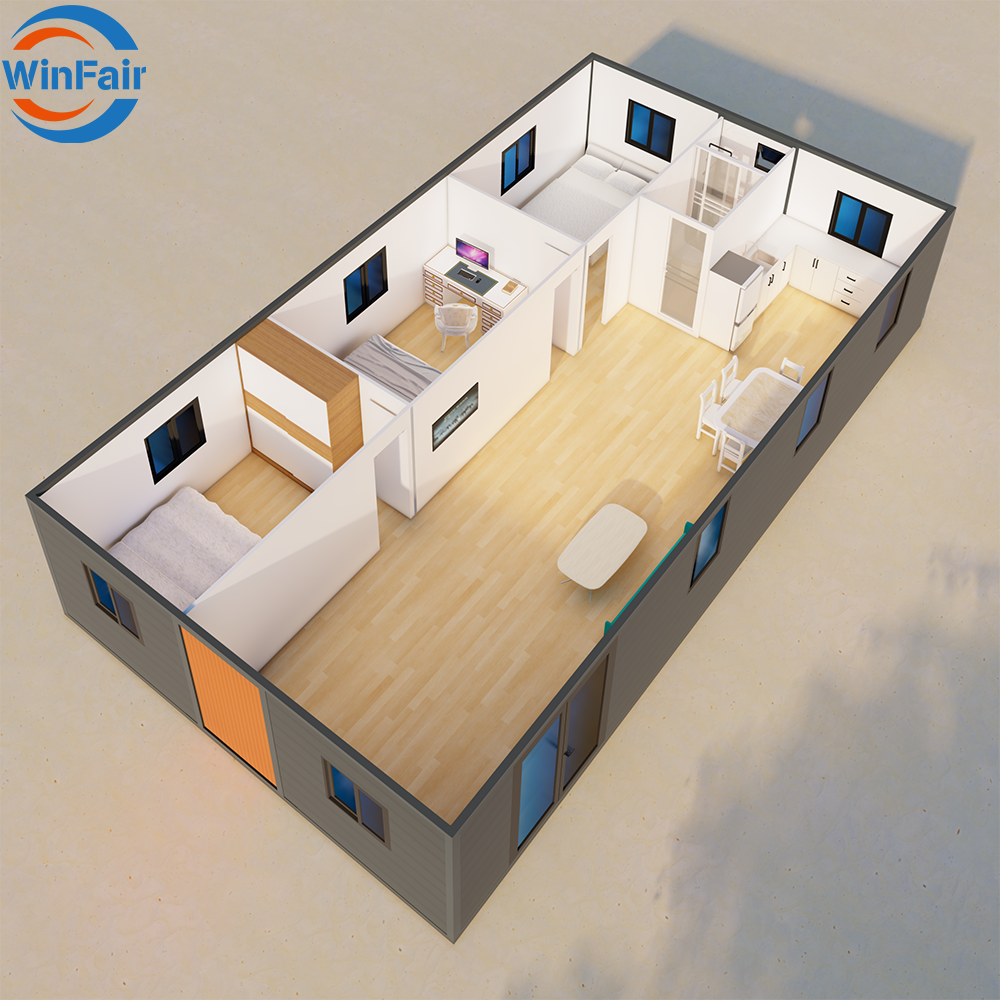 WinFair Import Prefabricated House 40Ft Expandable Container Houses 3 Rooms Module From China for Home Studio / Creative Space