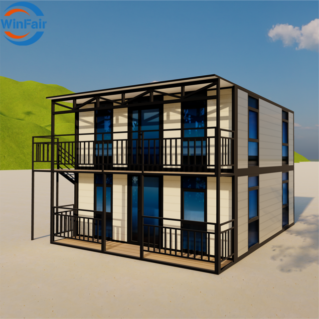 WinFair Barndominium Folding Prefabricated Modular Expandable Flat Top Container House Two-Story for Seaside Bungalow