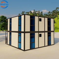 WinFair Barndominium Folding Prefabricated Modular Expandable Flat Top Container House Two-Story for Seaside Bungalow