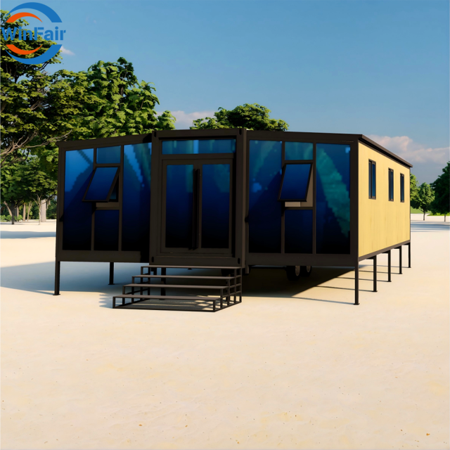 WinFair Paraguay Prefab Tiny Mobile Homes 30 Ft Expandable Container House 3 Bedrooms Trailer For Construction Site Office
