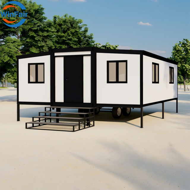 WinFair Tunisia Low Cost Portable Prefab Tiny House Homes 2 Bedroom Container House Trailer for Home Studio / Creative Space