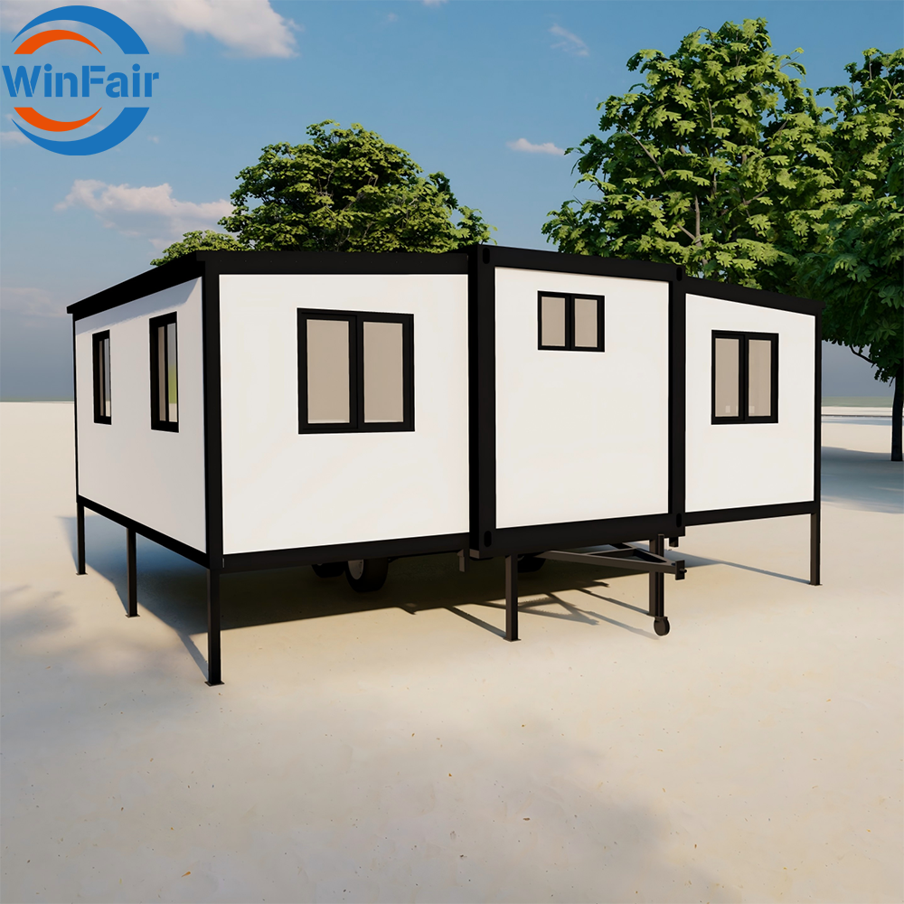 WinFair Tunisia Low Cost Portable Prefab Tiny House Homes 2 Bedroom Container House Trailer for Home Studio / Creative Space