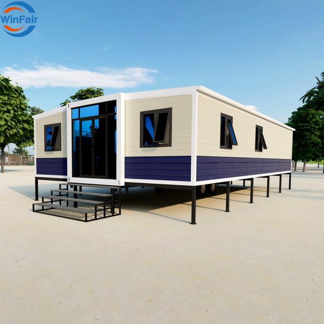 WinFair Ce Certified Paraguay Container Homes 40Ft Luxury Expandable Houses With Trailer for Dormitory Office Camp/Resort Villa