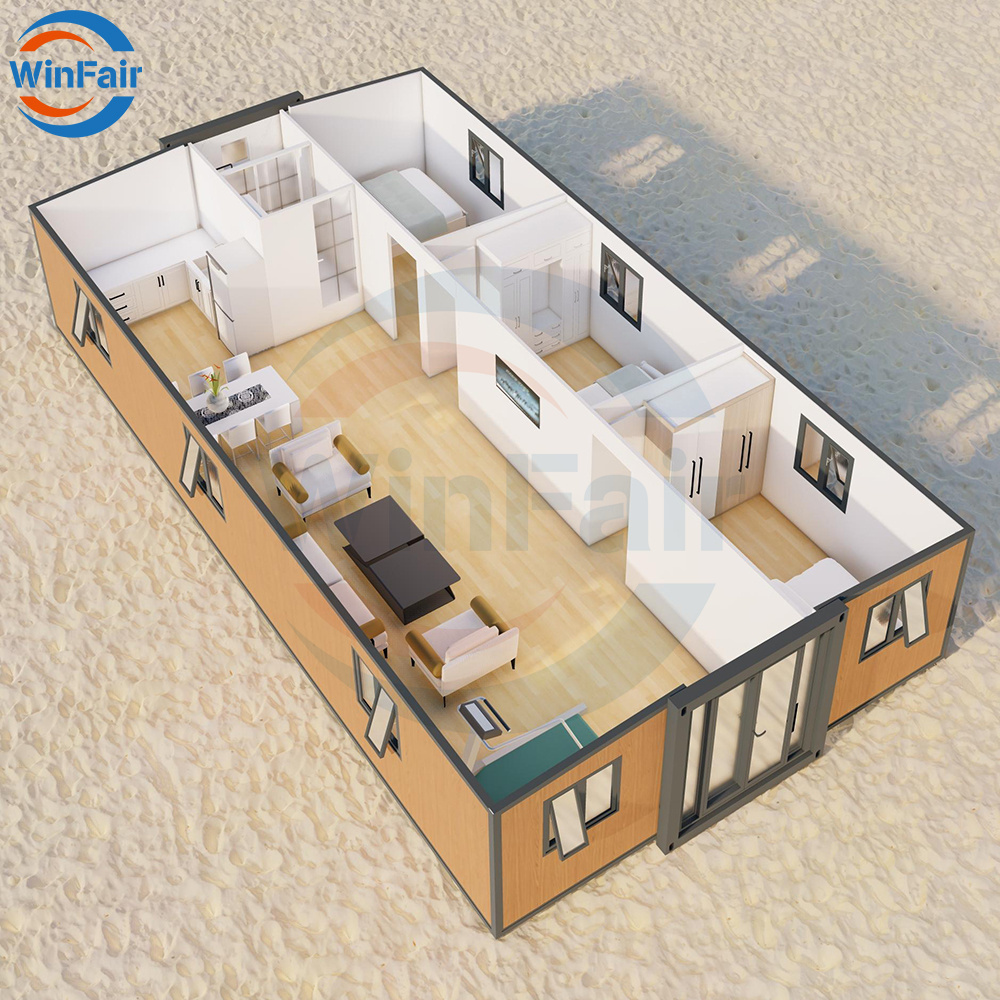 WinFair 40Ft Prefab Container House Luxury Prefabricated Mobile Home Trailer House for Accessory Dwelling Unit/Reception Center