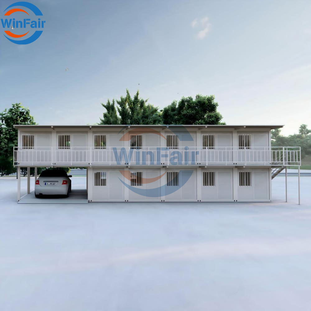 WinFair 20Ft Prefabricated Folding Flat Pack 2 Story Apartment Container House Ready to Live in for Dormitory Office Camp