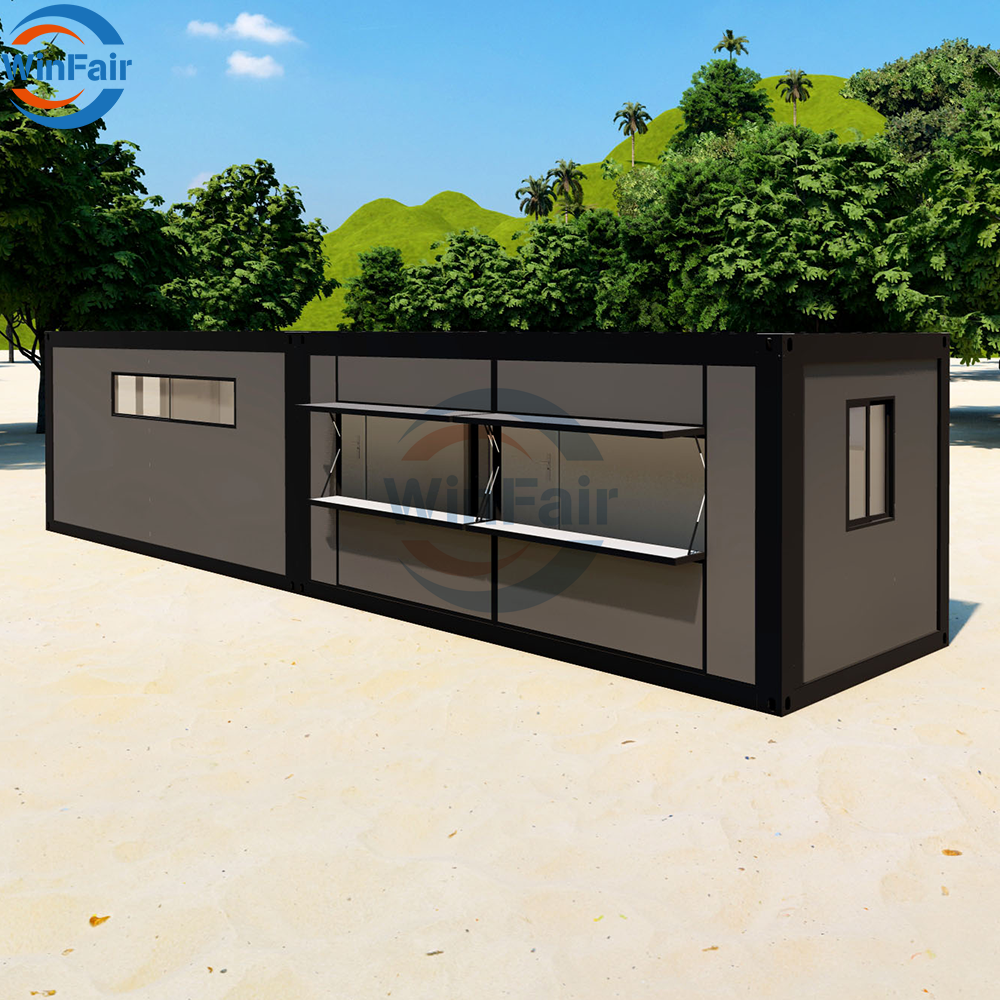 WinFair Flat-Pack-Container-House Low Cost Modular Homes Prefab for Food Stall / Food Kiosk/Street Food Kiosk
